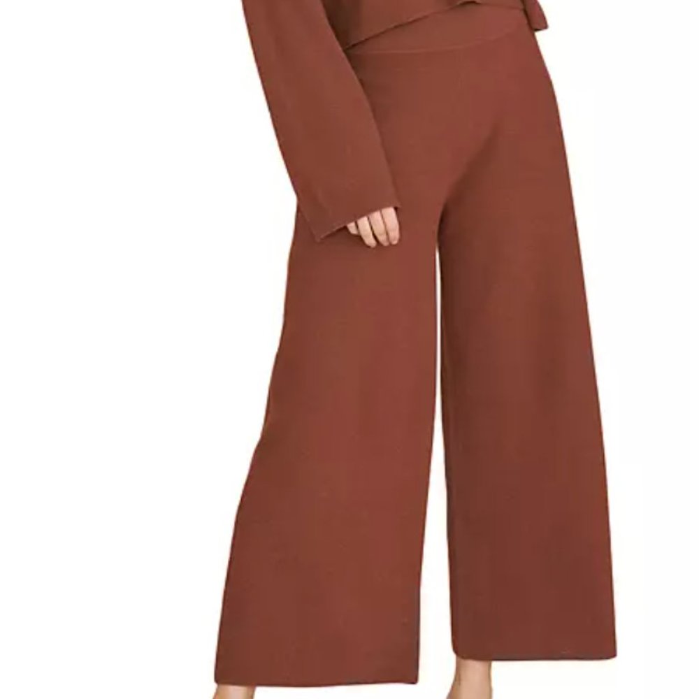 NWOT Veronica Beard Norita Wide-Leg Knit Pants, Brown SIZE MEDIUM